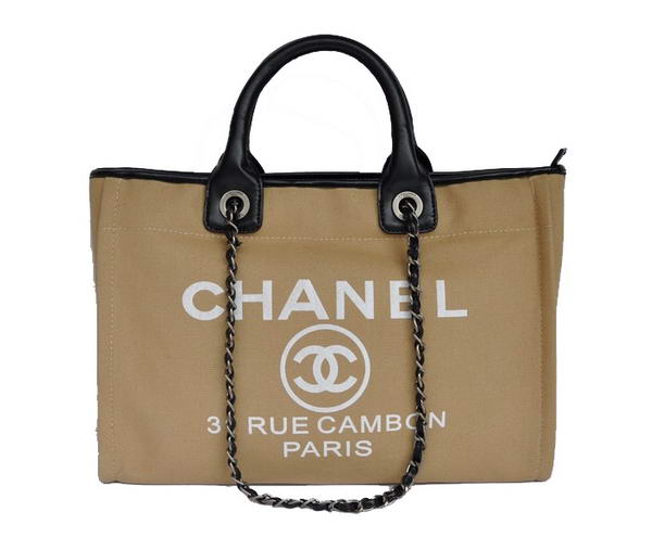 Replica Chanel Medium Canvas Tote Shopping Bag A66941 Apricot On Sale